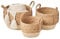 Eden & Willow Natural Straw Woven Plant Storage Basket, Home Organisation Hamper Basket with Handles (Cream, Set of 3)