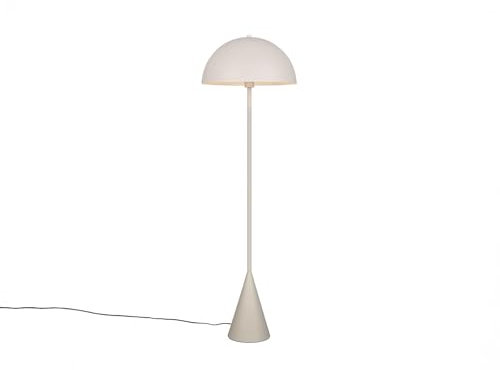 Kleine dimmbare Stehleuchte aus Metall Hellgrau in Pilzform, Höhe 130cm