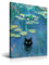 HesenDot Gerahmte Wandkunst, Katzenkopf, 30 x 40 cm, Claude Monet Wasserlilie, niedliche Katze, Leinwandposter, lustiger Tiergemälde, Druck, Wanddekoration für Zuhause, Wohnzimmer, Kinderzimmer