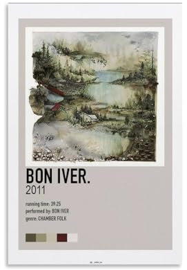 ZBSXLBNG Bon Iver Poster Dekorative Malerei Leinwand Wandkunst Wohnzimmer Poster Schlafzimmer Malerei 12x18inch(30x45cm)