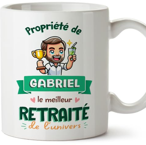Mugffins Tasses Personnalisables pour RETRAITÉ homme - En Français - Cadeau Personalisé- Propriété de - 11 oz / 330 ml