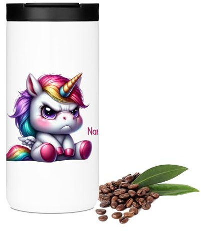 GRAZDesign Thermobecher Einhorn personalisiert mit Namen - lustiges Motiv, Kaffeebecher 400ml