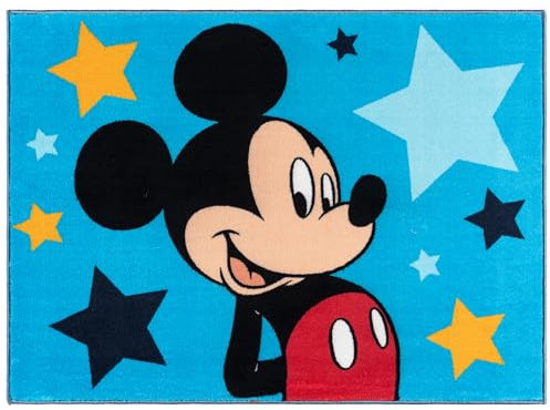 Gertmenian Disney Mickey Mouse Teppich für den Innenbereich, 7,6 x 12,7 cm, rutschfest, ideal für Kinder im Schlafzimmer, Spielzimmer, Klassenzimmer, Kinderzimmer oder Spielbereich – Sterne, Rot/Gelb