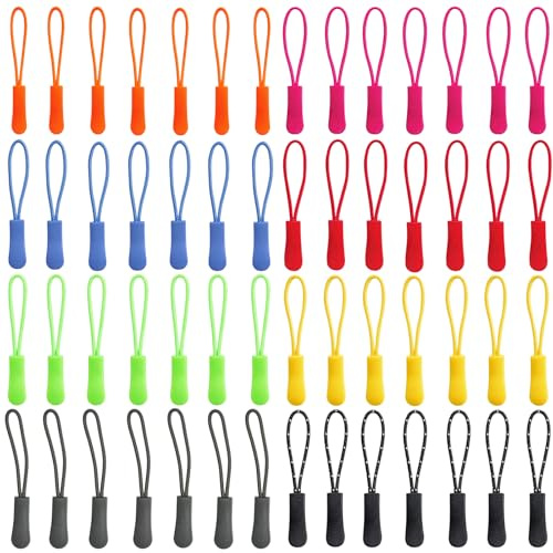 56 Pcs zip pull replacement zipper Pulls, Zip String Extension, zipper Tag for Clothes Backpacks Traveling Case Handbag Purse