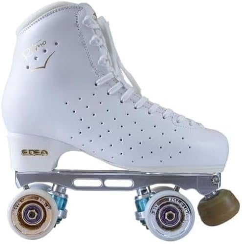 L'Estel Skates Edea Ritmo Freedom Eiskunstlaufstiefel mit Roll-Line Mistral Base und Giotto Rädern, Weiß, 225/33