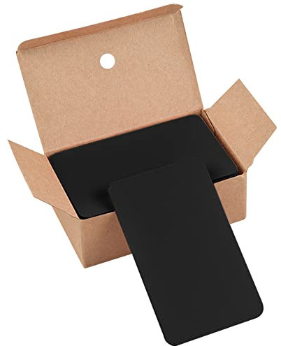 Disnace 100 Stück Kraftpapier Karten, Karten Blanko, Visitenkarten, Karteikarten Klein, Doppelseitig Erhältliche Klappkarten Blanko für Postkarten Dankeskarten Bastelprojekte, 89 * 52mm, Schwarz