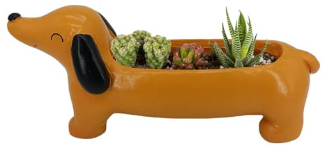 Generisch Dackel Geschenke Für Frauen Blumentopf DekorPflanzgefäß Topf Niedlicher Blumentöpfe Für Outdoor Garten Dekoration Weihnachten Oder Geburtstagsgeschenke, 21x10x6,5cm