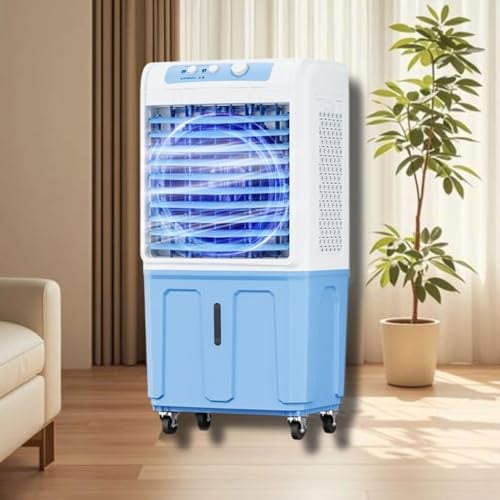 Tragbare Klimaanlage ohne Fenster, Verdunstungsluftkühler, für drinnen und draußen, mit 3 Geschwindigkeiten, großer Wassertank, 120° oszillierend, industrielle Klimaanlage mit geräuscharmem Lüfter