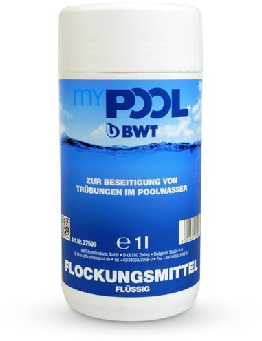 myPOOL Flockungsmittel 1 l - Beseitigt Trübungen im Poolwasser - Flüssig-Flockmittel für Sandfilter - Sofortige Filtrationsverbesserung - Wirksam bei pH 7,2–7,4