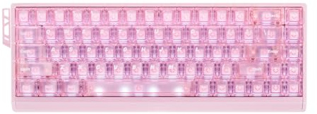 ATK 68 RX Hall-Effekt Gaming Tastatur, 65% 68 Tasten Esports Mechanisch, Einstellbare Magnetbetätigung 0,005-3,3mm in 0,001mm Schritten, Tray-Mount mit Aluminiumplatte (Pink, Wolf Switch)