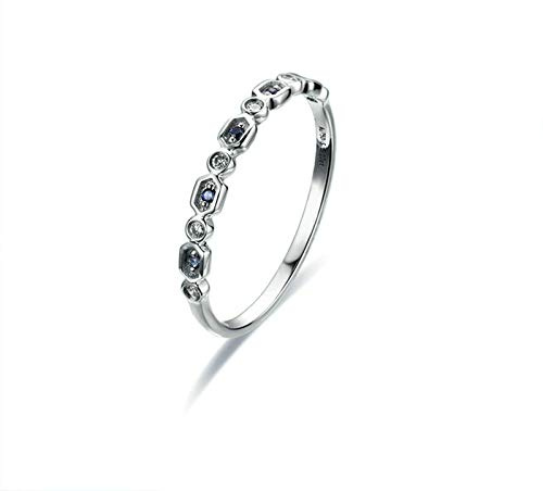 Beydodo Ehering Platin 950 Damen Einzeln, Hochzeit Ringe Schmal mit Saphir 0.05ct und Diamant Bandring Verlobungsringe Trauringe für Frauen Größe 53 (16.9)