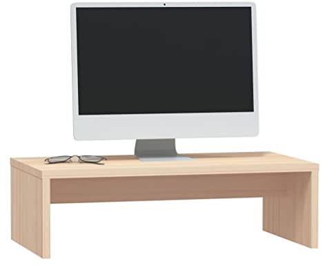 Tomostar Support de Moniteur, Réhausseur Écran PC Bureau Support d'Écran 50x27x15 cm Bois de pin solide