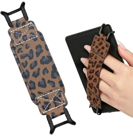 LAKJUOZ Handschlaufe Für 6-8 Ereaders Fire Tablet, Tragbarer Elastischer Halteband Tablet Fingerhalterung, Handhalteband Griff Halter Für Kind-Le/Tablets/Kobo/Voyaga/I-Pad/Sam-Sung-Leopardenmuster