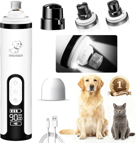 Speedy Panther Upgraded Silent Dog Nail Grinder with LED Light, Cordless Grooming Tool with 3 Adjustable Speeds for Small Medium Large Dogs and Cats