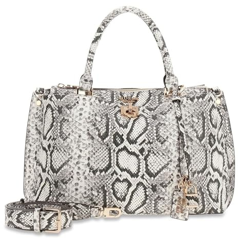 GUESS Handtasche Umhängetasche Bianca Girlfriend Satchel Natural hellgrau