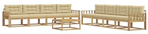 vidaXL Outdoor-Sofagarnitur 9 pcs Weiß und Beige 79 x 79 x 37 cm, Garten-Sofa Set, modulare Lounge für draussen, wetterfestes Mobiliar, robuster Pool-Bereich