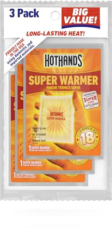 HotHands Body & Hand Super Warmers - Long Lasting Natural Odorless Air Activated Warmers - Up to 18 Hours of Heat - 3 Individual Warmers