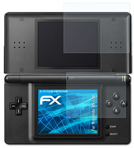 atFoliX Schutzfolie kompatibel mit Nintendo DS-Lite Folie, ultraklare FX Displayschutzfolie (3er Set)