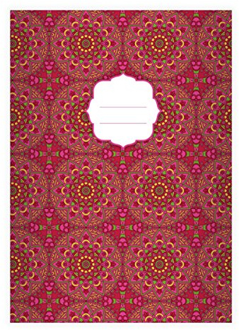 Kartenkaufrausch 2 Grafische Ethno DIN A5 Schulhefte, Schreibhefte mit Sternen Muster im Boho Stil in rosa Lineatur 4 (liniertes Heft)