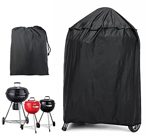 JTDEAL Grillabdeckung Kugelgrill Abdeckung 58 * 77CM Abdeckplane Grillhaube Kugelgrill Hülle Rund wasserdichte Abdeckhaube Rundgrill Wetterfest BBQ Cover Schwarz Grill Schutzhülle für Holzkohlegrill