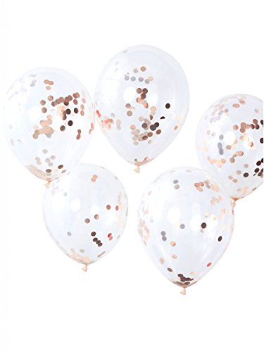Ginger Ray-Party Balloons Lot de 5, Rose Gold Confetti Filled Decorative