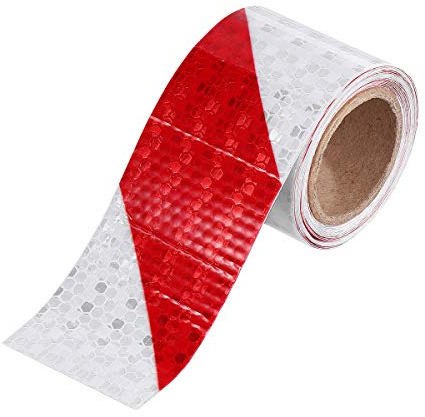 VOSAREA Reflektierendes Klebeband Rot weiß 3m x 5cm Wasserdicht Reflektorband Selbstklebend Warnklebeband für Fahrzeuge, Auto, Anhänger, Sicherheit Warnung