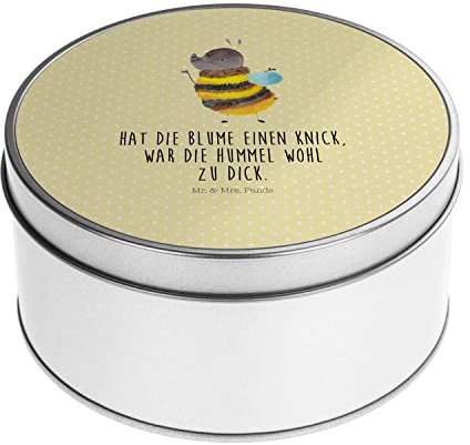 Mr. & Mrs. Panda Blechdose rund Hummel flauschig - Geschenk, Tiermotive, Aufbewahrungsbox, lustige Sprüche, Metallkiste, Tiere, Vorratsdosen, Biene,