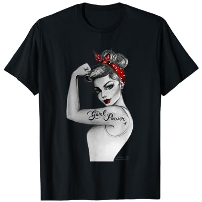 Girl Power Feministische Kunst im Retro Rosie Riveter Stil T-Shirt