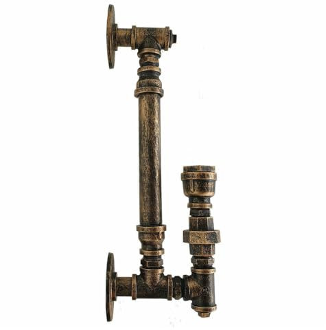 LEDSone Wasserrohr-Wandhalterung, Steampunk, gebürstetes Kupfer, Wandleuchter, 44 cm, Metall, rustikale Wandleuchten für Wohnzimmer, Schlafzimmer, Küche, Café, Hotel, Bar, Pub, Bauernhaus