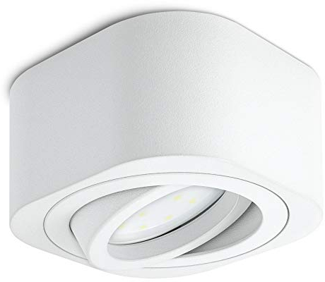 SSC-LUXon TEARA LED Aufbauspot weiß, flach & schwenkbar - inkl. wechselbarem LED Modul 4W warmweiß 230V- Mini Aufbauleuchte