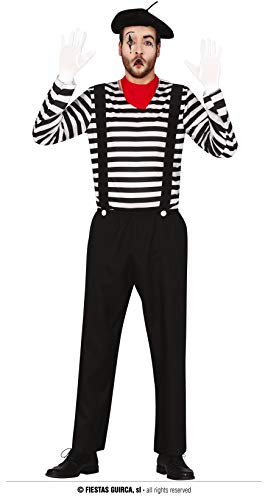 Fiestas Guirca Stummfilm Pantomime Künstler Kostüm - Größe M 48 – 50 - Kostüm Pantomime Herren - Berufe Kostüm Erwachsene, Zirkus Kostüm Herren Karneval, Fasching, Fastnacht, Halloween, Film Party