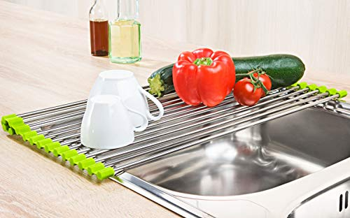 Escurreplatos para el fregadero de acero inoxidable, aprox. 52 x 29 cm, escurridor enrollable