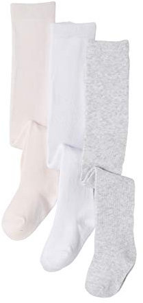 Vertbaudet Lot de 3 collants pour bébé., Blanc/rose pâle/gris chiné,