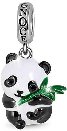 GNOCE Panda Umarmt Bambus Anhänger Charms Sterling Silber Tier Beads Charm Fit Armband/Halskette für Frauen Mädchen