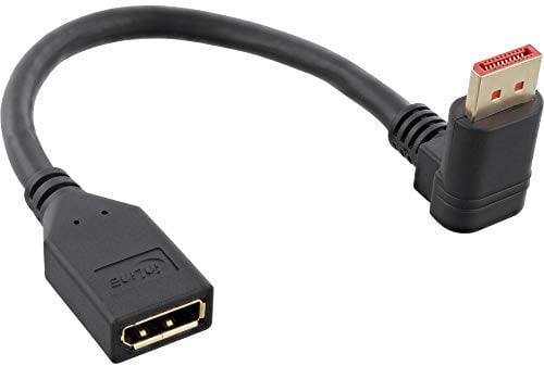 InLine® DisplayPort 1.4 Adapterkabel ST/BU, 8K4K, nach unten gewinkelt, schwarz/gold, 0,15m