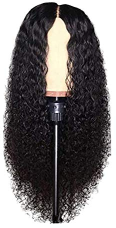 Yeglg 61 cm Lace Closure Wigs % Human Hair Lace Closure Long Wig Body Human Hair Wigs for Women Black Pre Plucked Hairline Silky Soft And Not Knot Nature Black