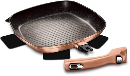 Granit Grill Pfanne mit abnehmbarem Griff 28cm BERLINGER HAUS Metallic Rose Gold BH-1950