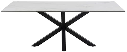 Esstisch Hennie 200x100 Keramik - weiß/schwarz