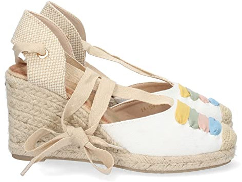 shoes&blues.es 64585-Sandalia de Cuna para Mujer, Forrado de Yute, con Pala Cerrada, y Cierre de Cordones, Primavera Verano 2022. Talla 39 Multi