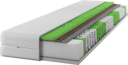 IZER Matratze 160x200 H3 / H4,17cm, 7-Zonen, Kokosnuss-Matte,Taschenfedern, Steppbezug, Federkern, Massageschaum