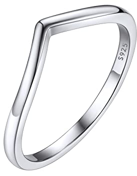 Bestyle Ring Silber 925 Damen V-Form Wishbone Ring Breite 1,7 mm Ringgröße 59 Schmal Ewigkeitsringe Modeschmuck mit Geschenkbox