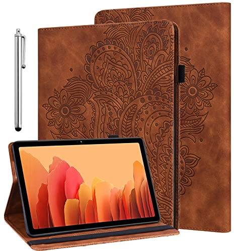 GLANDOTU Case for Nokia T10 8 Inch, Folio Flip Wallet PU Leather Tablet Cover with Fold Stand Function Cases (with Protective film & Stylus pen) - Brown