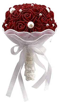 LICHENGTAI Brautstrauß Brautstrauss Hochzeit Hochzeitssträuße Perlen Blumensträusse Hochzeit Strauß Künstliche Blumenstrauß Romantische Rosenstrauß Dekoration