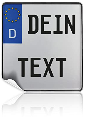 Kennzeichen Aufkleber Wunschtext Deko Sticker Nummernschild aus Folie personalisiert zum selbst gestalten für Auto Rutschauto Motorrad LKW Anhänger (180 x 200 mm)