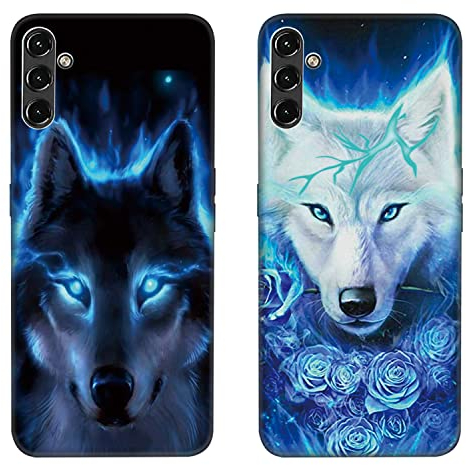 Tveinan Handyhülle für Samsung Galaxy A14 4G / 5G, [2 Pack] Slim Case dünn Hülle Silikon Muster Schale TPU Bumper Schutzhülle Hülle für Samsung Galaxy A14 4G / 5G - Wolf