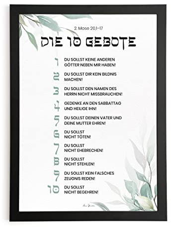 Aus Gnade Poster Die 10 Gebote · Bibelvers Deutsch · ohne Bilderrahmen (A4)