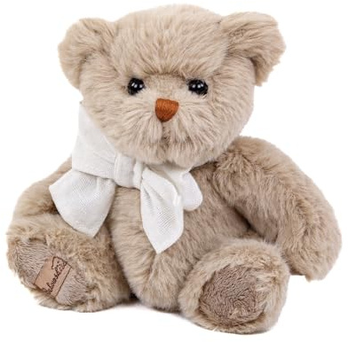 Bukowski Little Teddybär 15 cm grau mit weißer Schleife Plüschteddybär