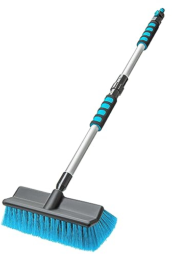 DSV Standard Spazzola per lavaggio auto con manico lungo 127 cm, spazzola per la pulizia dell'auto con attacco per tubo, spazzole per auto per lavare 25,4 cm, setole morbide per una pulizia senza