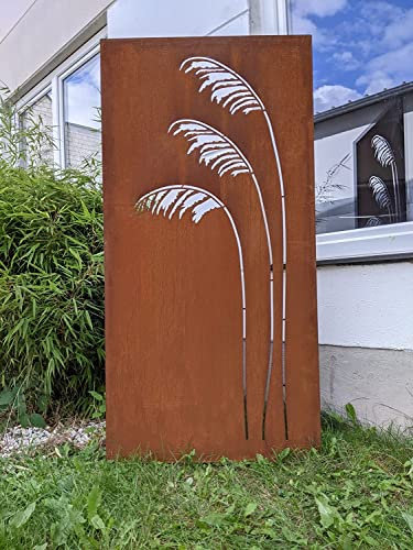 Edelrost Garten Sichtschutz aus Metall 1mm Rost Gartenzaun Gartendeko Rost Sichtschutzwand 032133-4 B75 H180cm