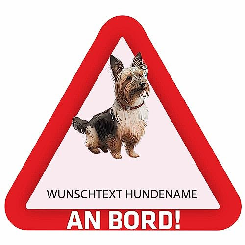 INDIGOS UG - Autoaufkleber selbst gestalten Yorkshire Terrier - 15 cm Hunde Sticker selbstklebend - Heckscheibenaufkleber - Name und Wunschtext personalisiert - Motorrad - LKW